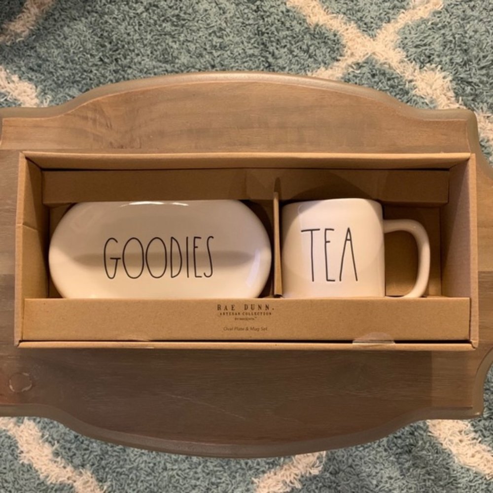 Rae Dunn TEA + GOODIES Mug and Plate Set